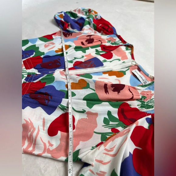 Faithfull The Brand Vittoria Anita Floral Midi Dress Puff Sleeve Back Zip Sz 4 S - Picture 7 of 9